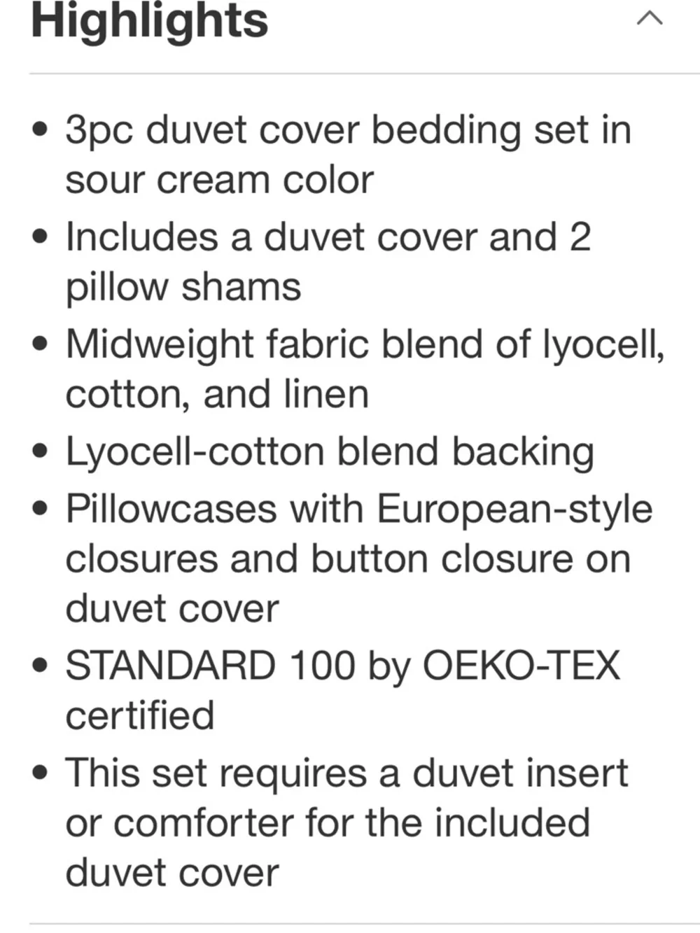 HEARTH & HAND NWT 3pc King Solid Duvet Cover Set -Sour Cream